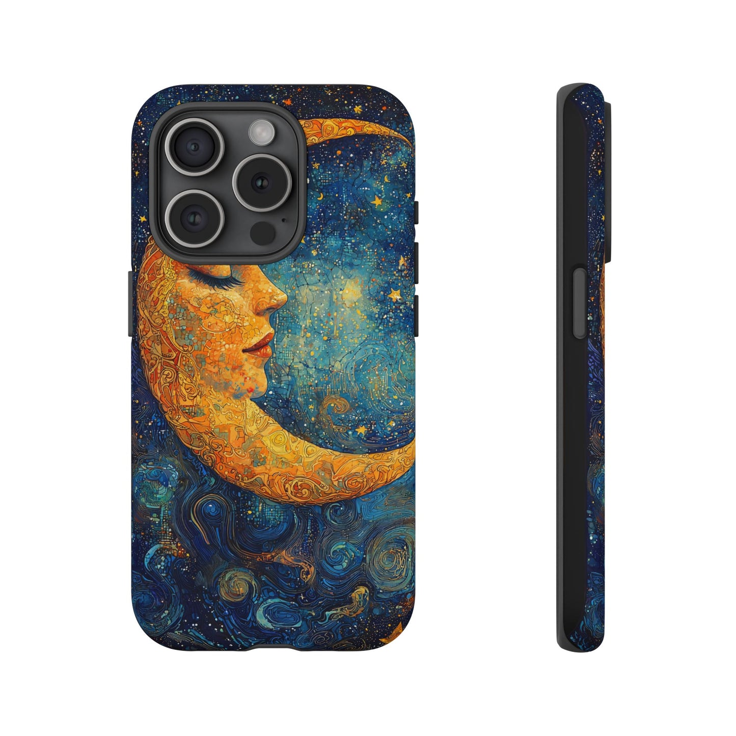 Artistic Crescent Moon Phone Case — Dreamy Starry Night Protection