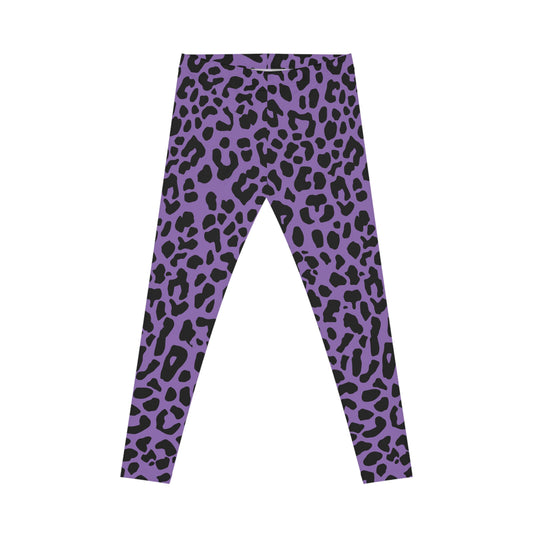 All-Over Print Leggings Leopard Pattern Black/Purple