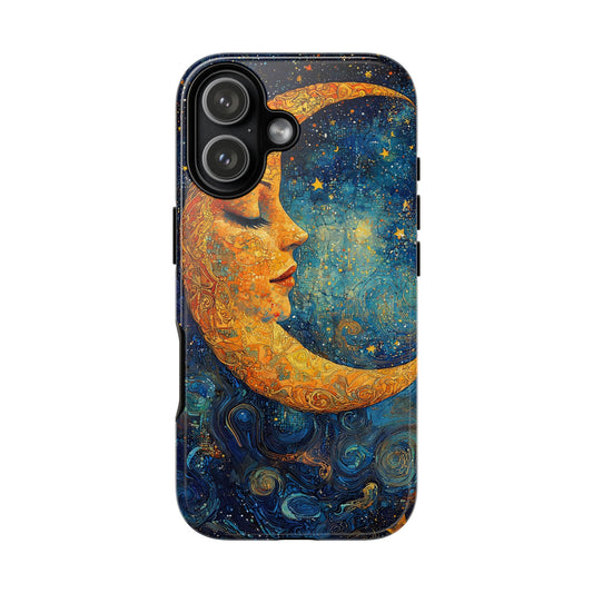 Artistic Crescent Moon Phone Case — Dreamy Starry Night Protection