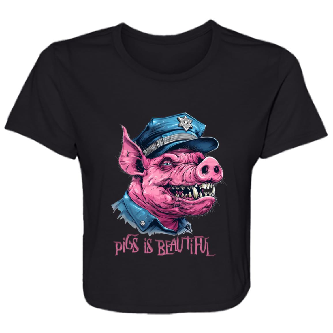 Flowy Cropped Tee Pigs Is Beautiful