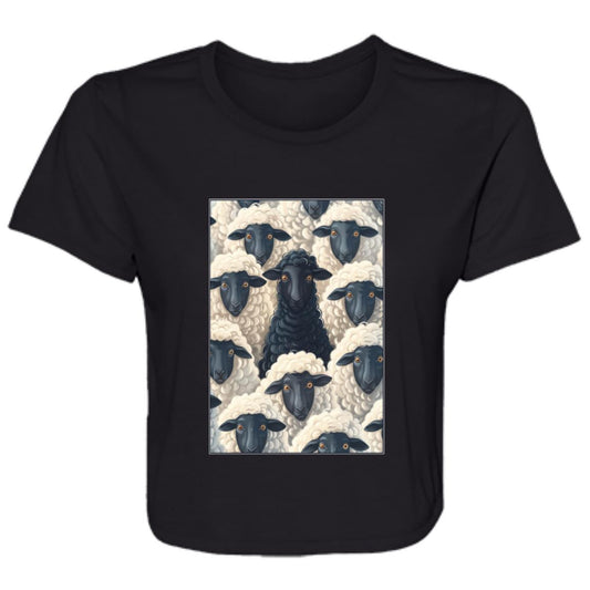 Flowy Cropped Tee Black Sheep