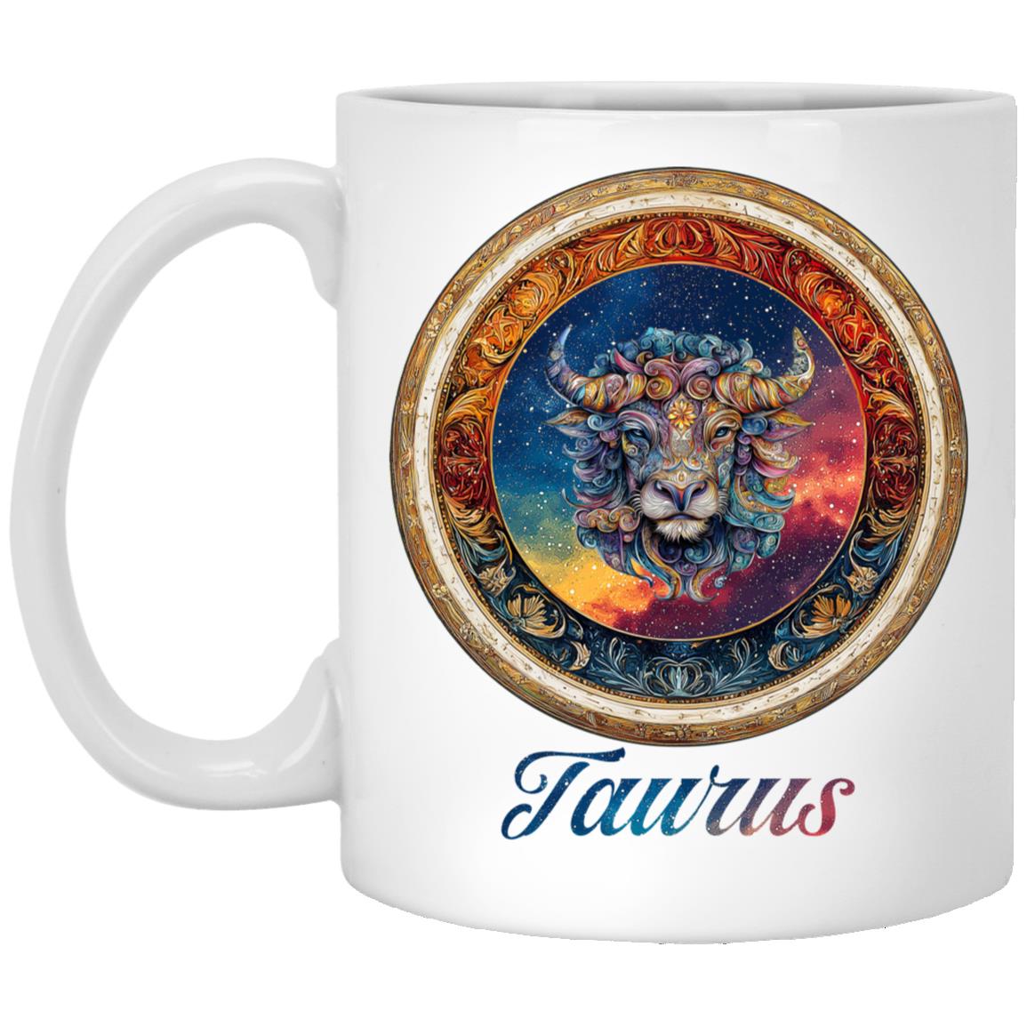 11oz White Mug Zodiac Taurus