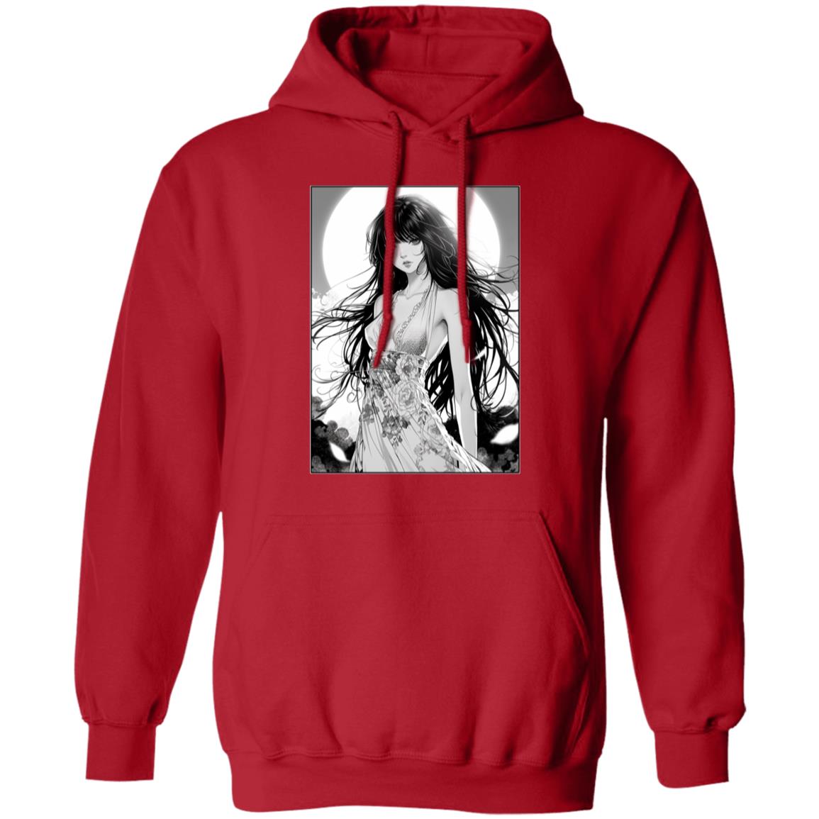 Pullover Hoodie Anime Woman In Floral Dress