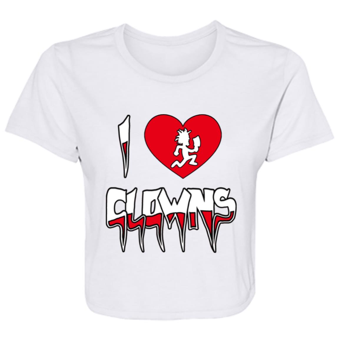 Flowy Cropped Tee I Love Clowns