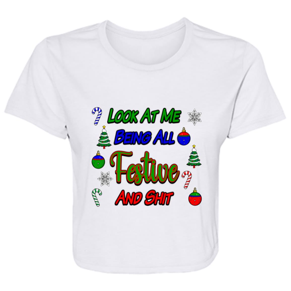 Flowy Cropped Tee Festive And Shit