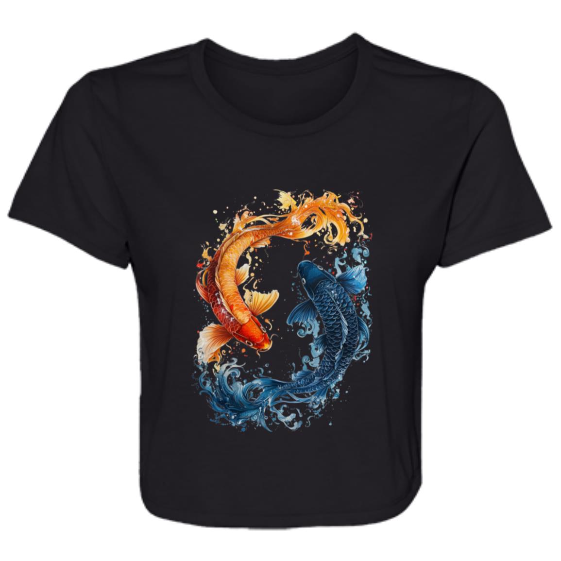 Flowy Cropped Tee Koi Fish