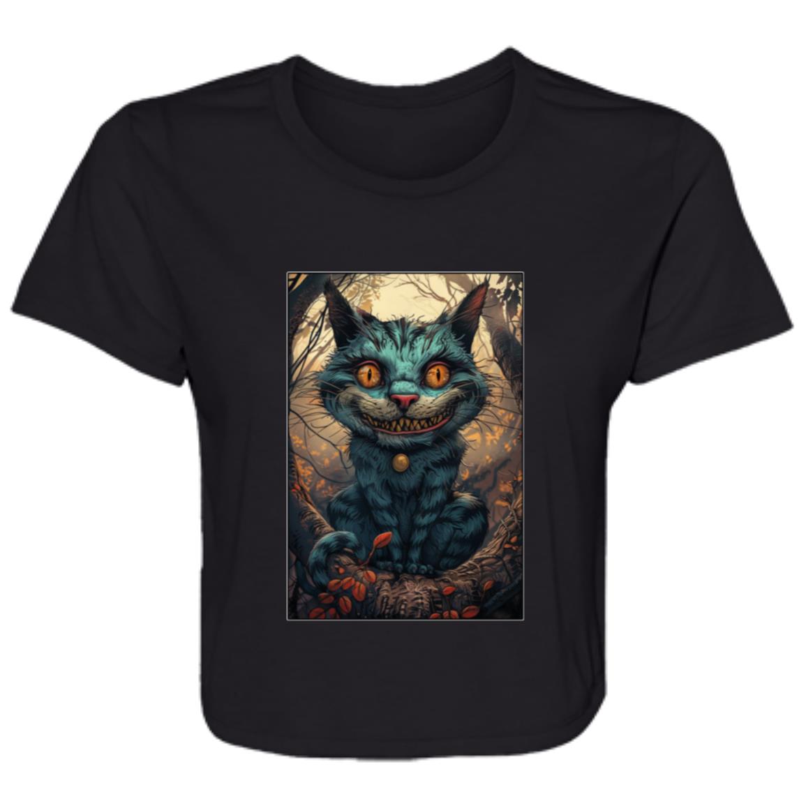 Flowy Cropped Tee Cheshire Cat