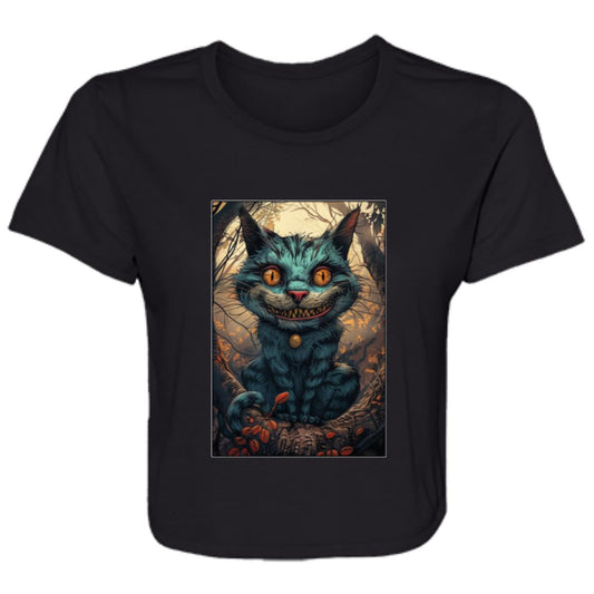 Flowy Cropped Tee Cheshire Cat
