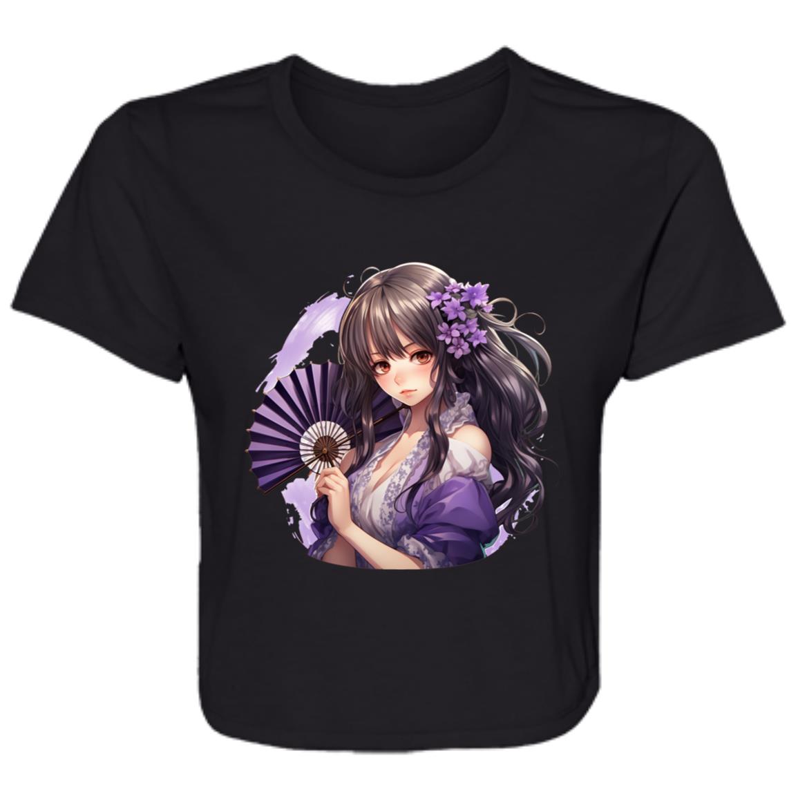 Flowy Cropped Tee Anime Geisha