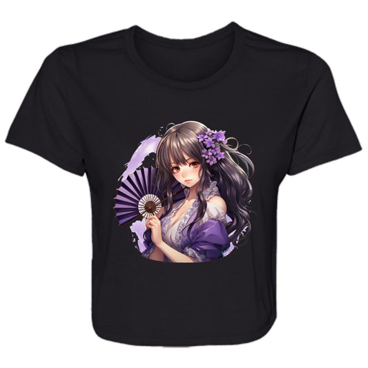 Flowy Cropped Tee Anime Geisha