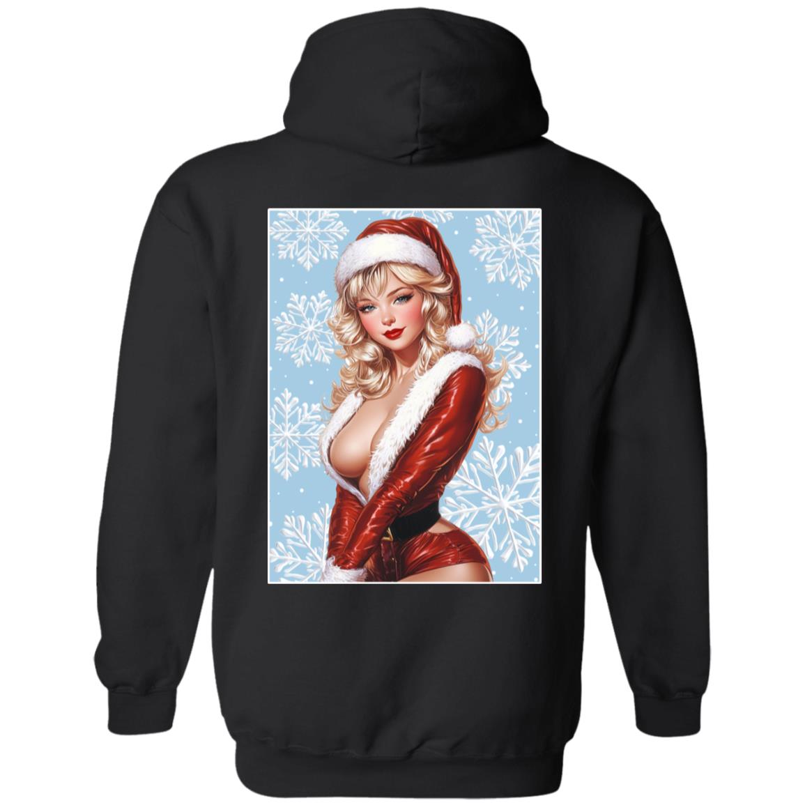 Zip Up Hooded Sweatshirt Santa Pin Up Lady