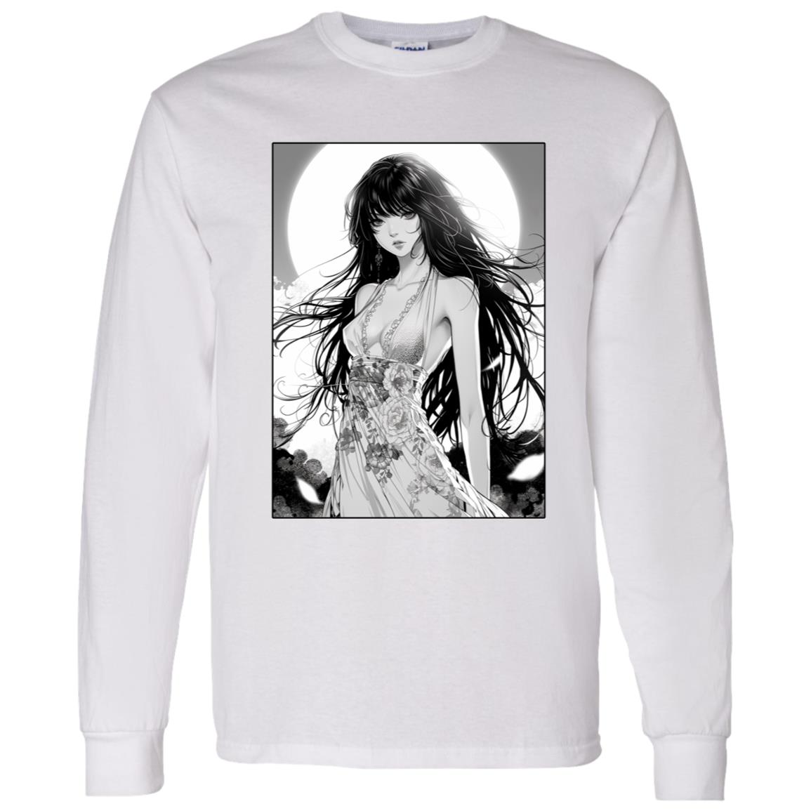 LS T-Shirt Anime Woman In Floral Dress