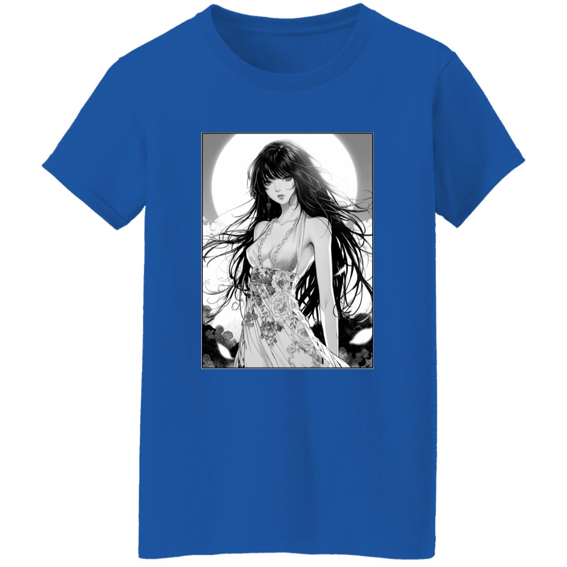 Oversized T-Shirt Anime Woman In Floral Dress