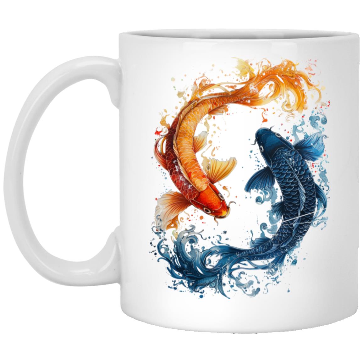 11oz White Mug Koi Fish