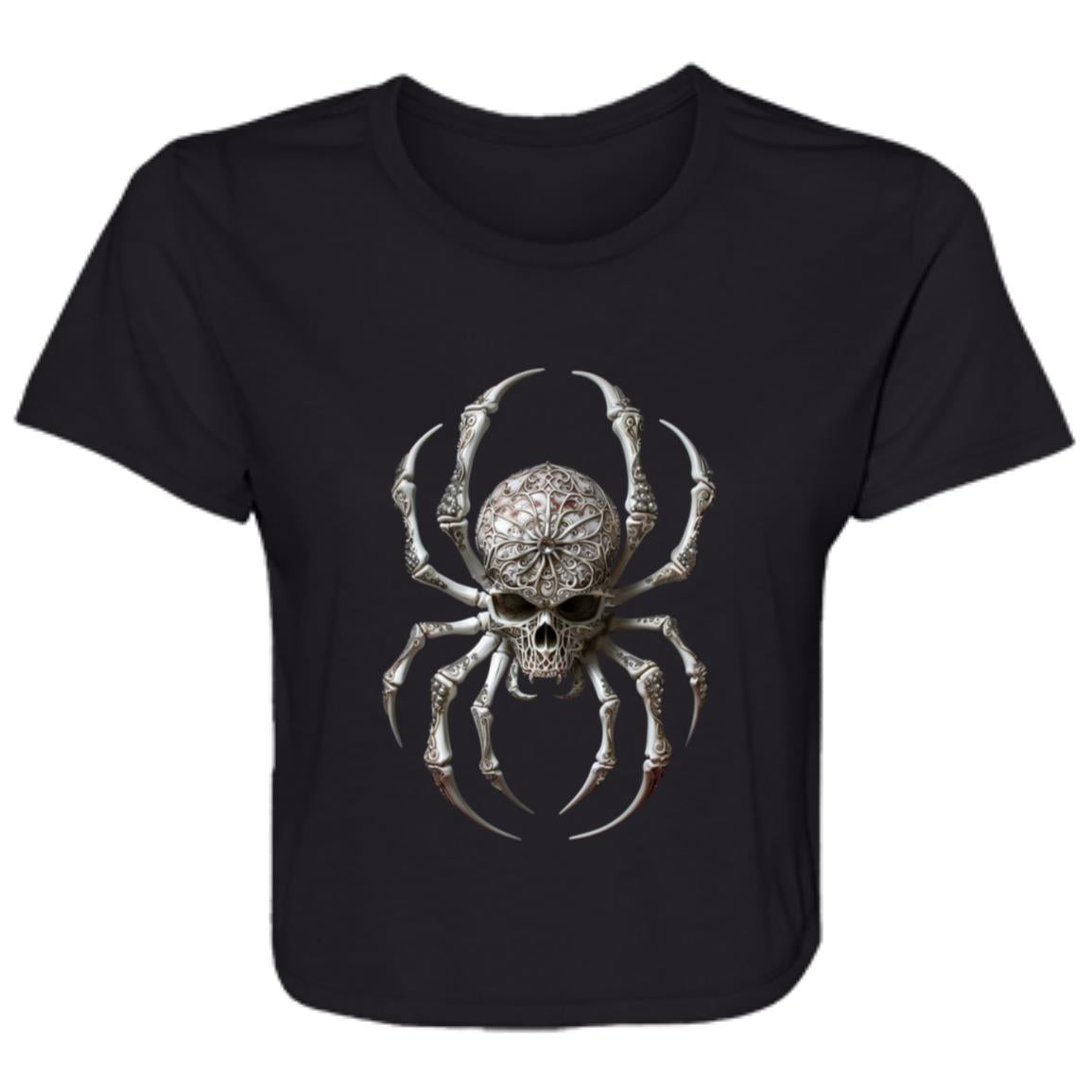 Flowy Cropped Tee Ornamental Skull Spider