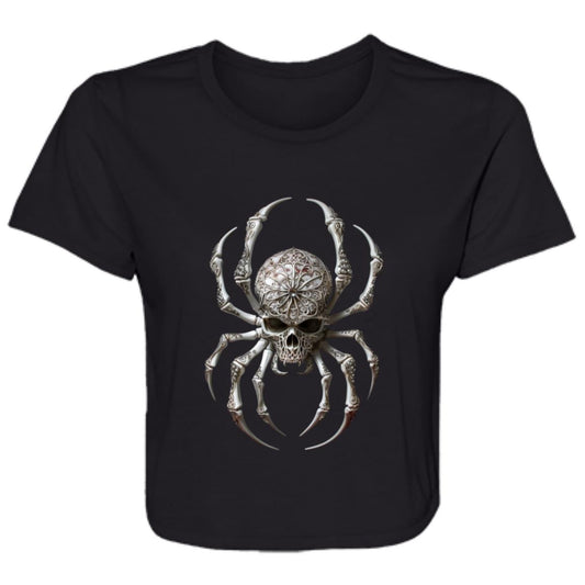 Flowy Cropped Tee Ornamental Skull Spider