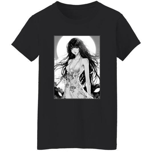 Oversized T-Shirt Anime Woman In Floral Dress