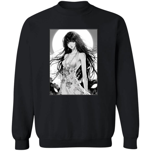 Pullover Sweatshirt Anime Woman In Floral Dress