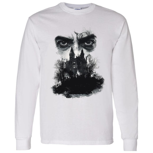 LS T-Shirt Glaring Eyes Over Gothic Mansion