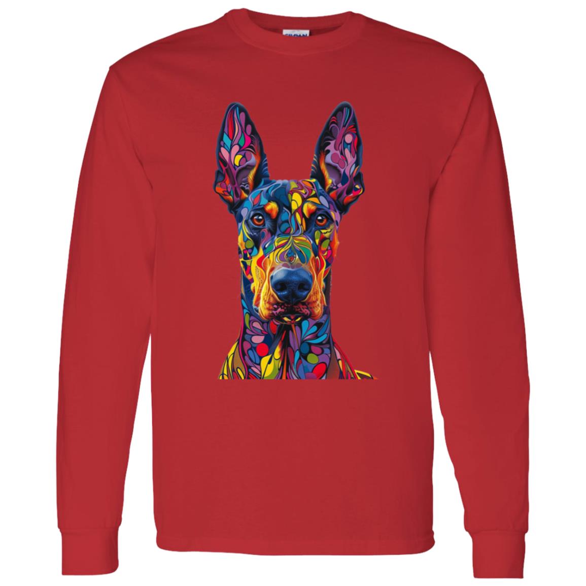 LS T-Shirt Colorful Abstract Doberman
