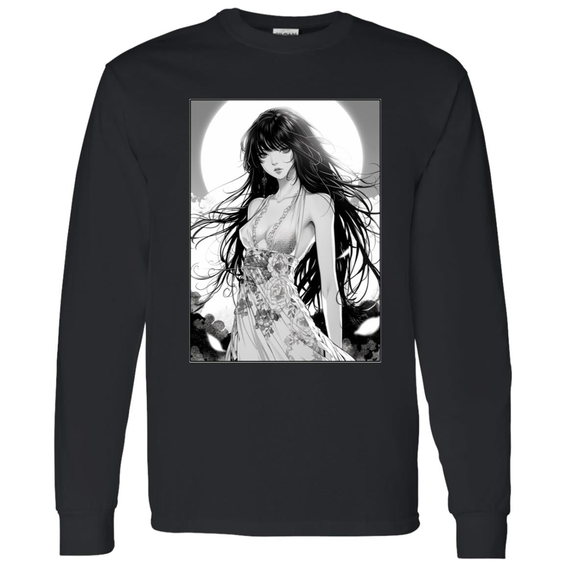 LS T-Shirt Anime Woman In Floral Dress