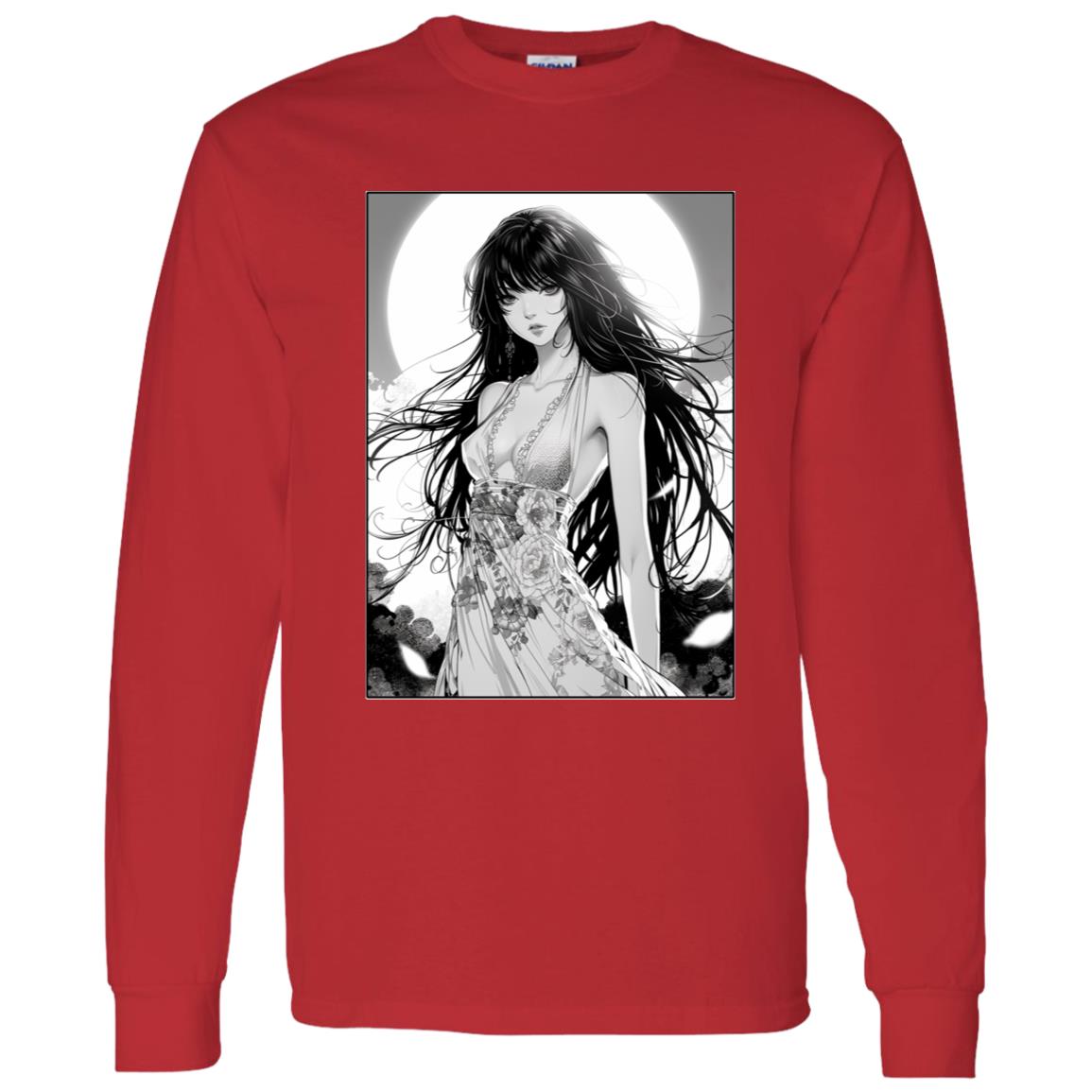 LS T-Shirt Anime Woman In Floral Dress