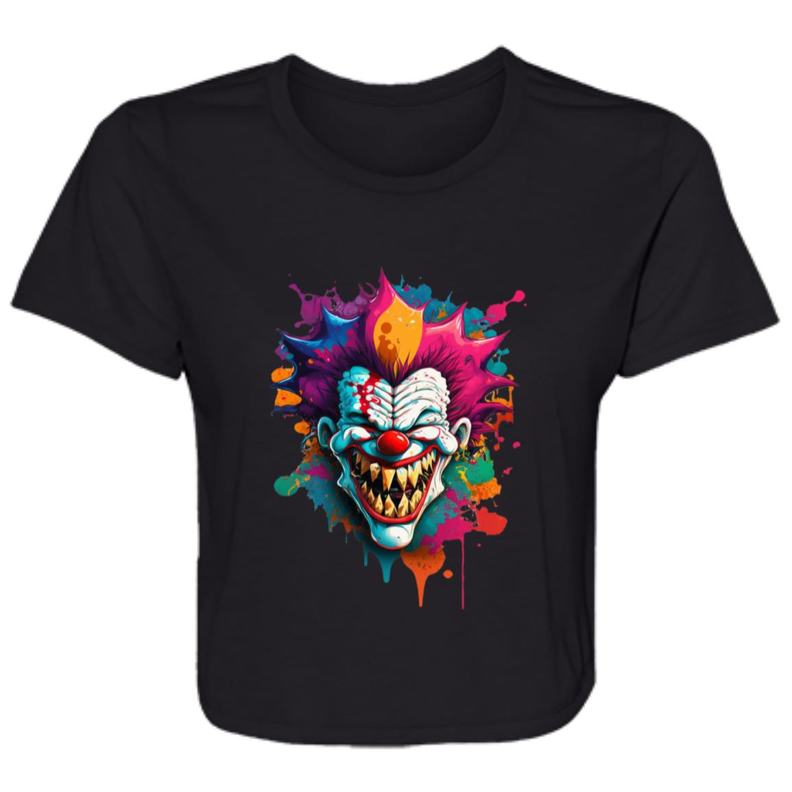 Flowy Cropped Tee Paint Splattered Clown