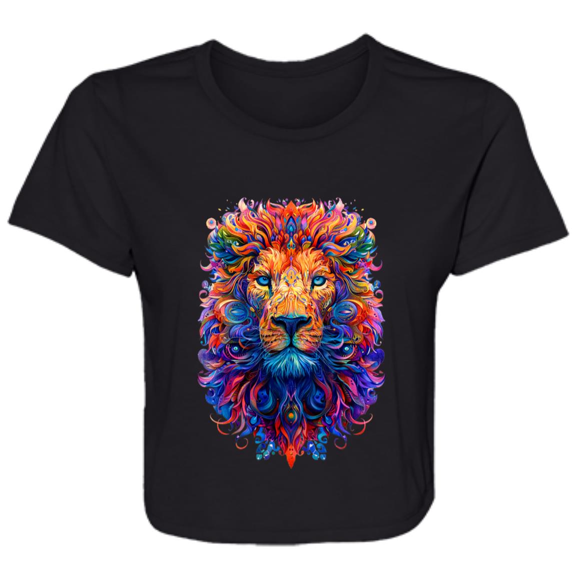 Flowy Cropped Tee Psychedelic Lion