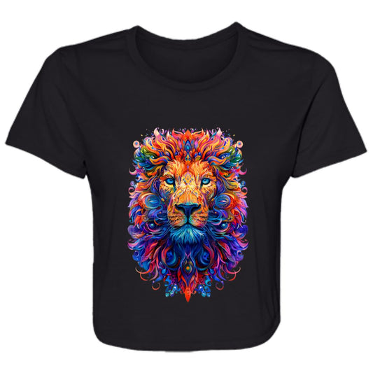 Flowy Cropped Tee Psychedelic Lion