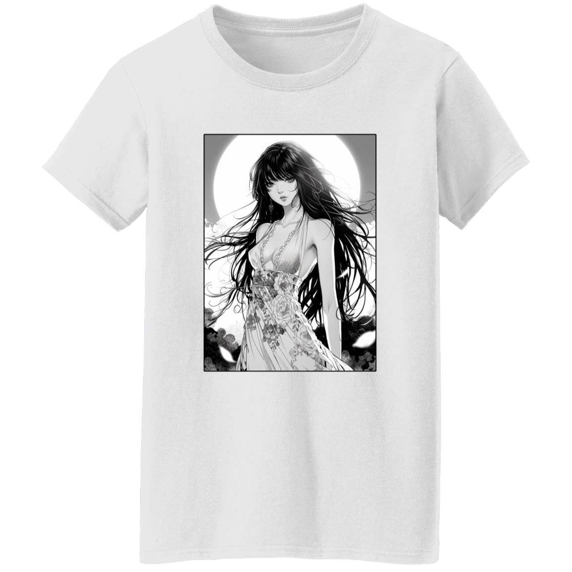 Oversized T-Shirt Anime Woman In Floral Dress