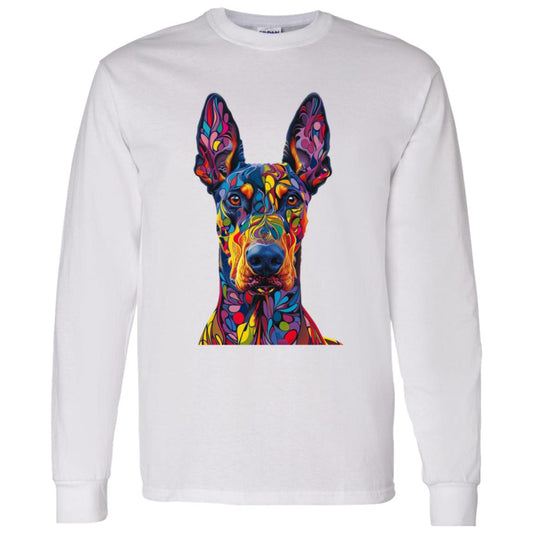 LS T-Shirt Colorful Abstract Doberman
