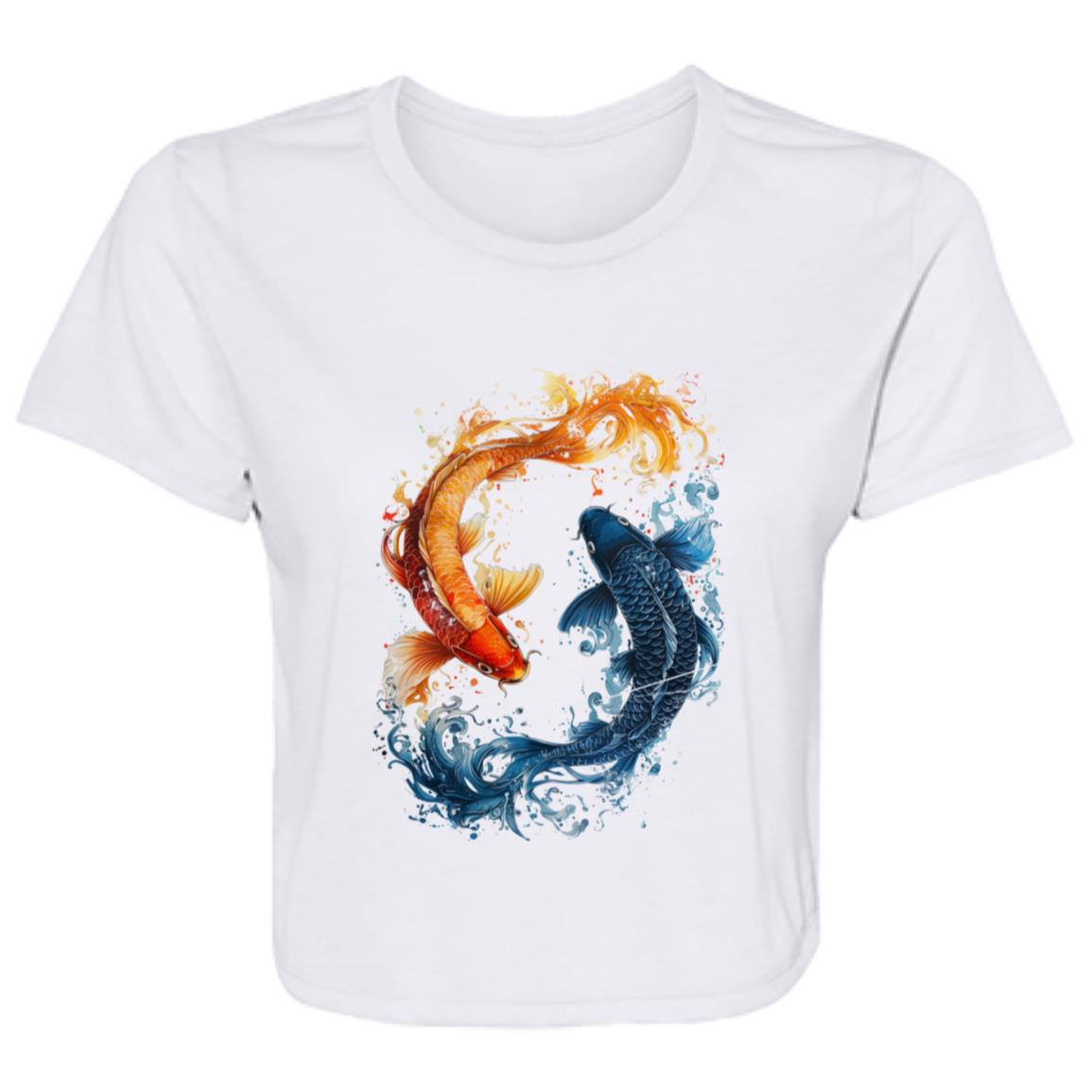 Flowy Cropped Tee Koi Fish