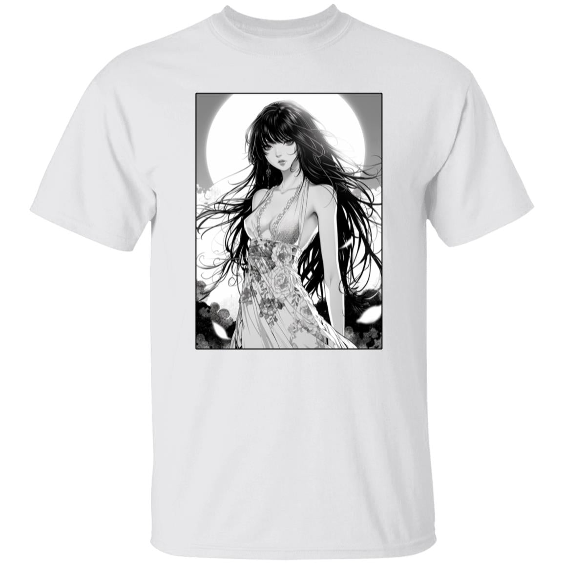 Oversized T-Shirt Anime Woman In Floral Dress