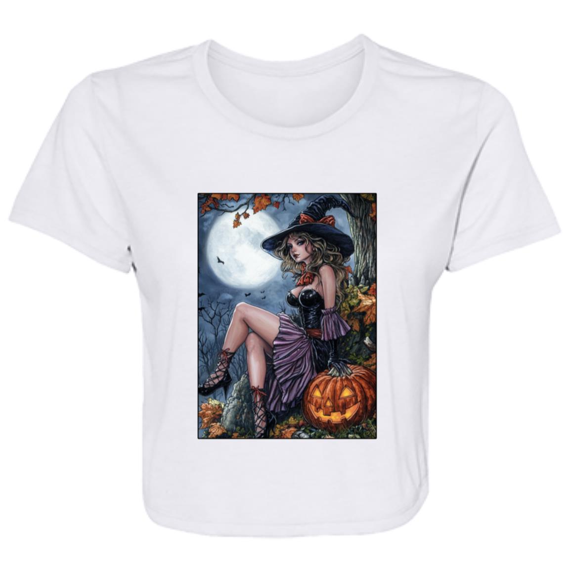 Flowy Cropped Tee Halloween Witch
