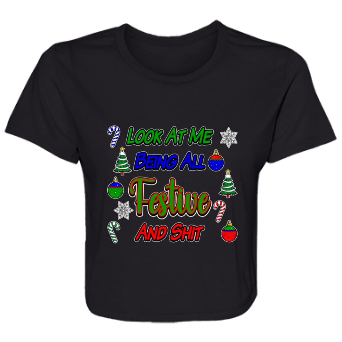 Flowy Cropped Tee Festive And Shit