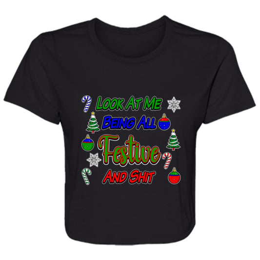 Flowy Cropped Tee Festive And Shit