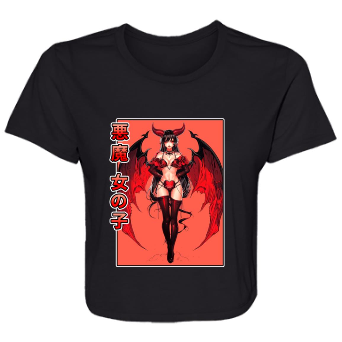 Flowy Cropped Tee Devil Girl
