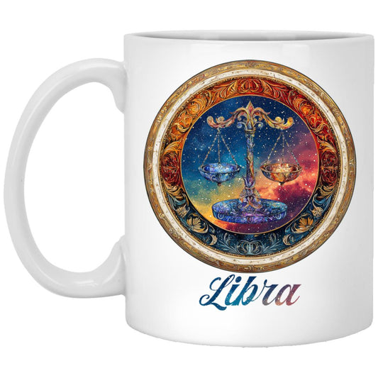 11oz White Mug Zodiac Libra