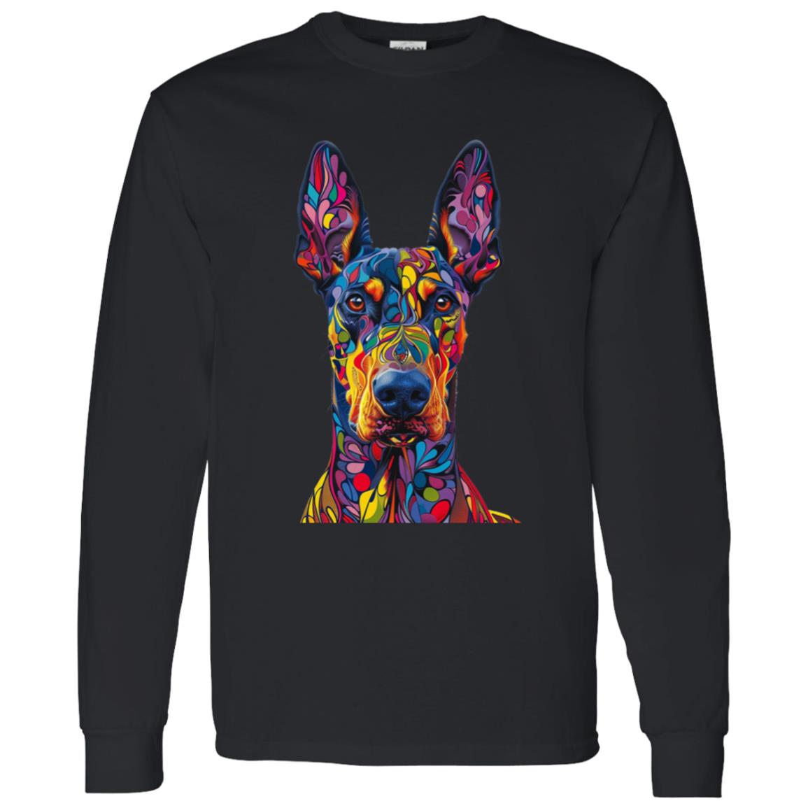 LS T-Shirt Colorful Abstract Doberman