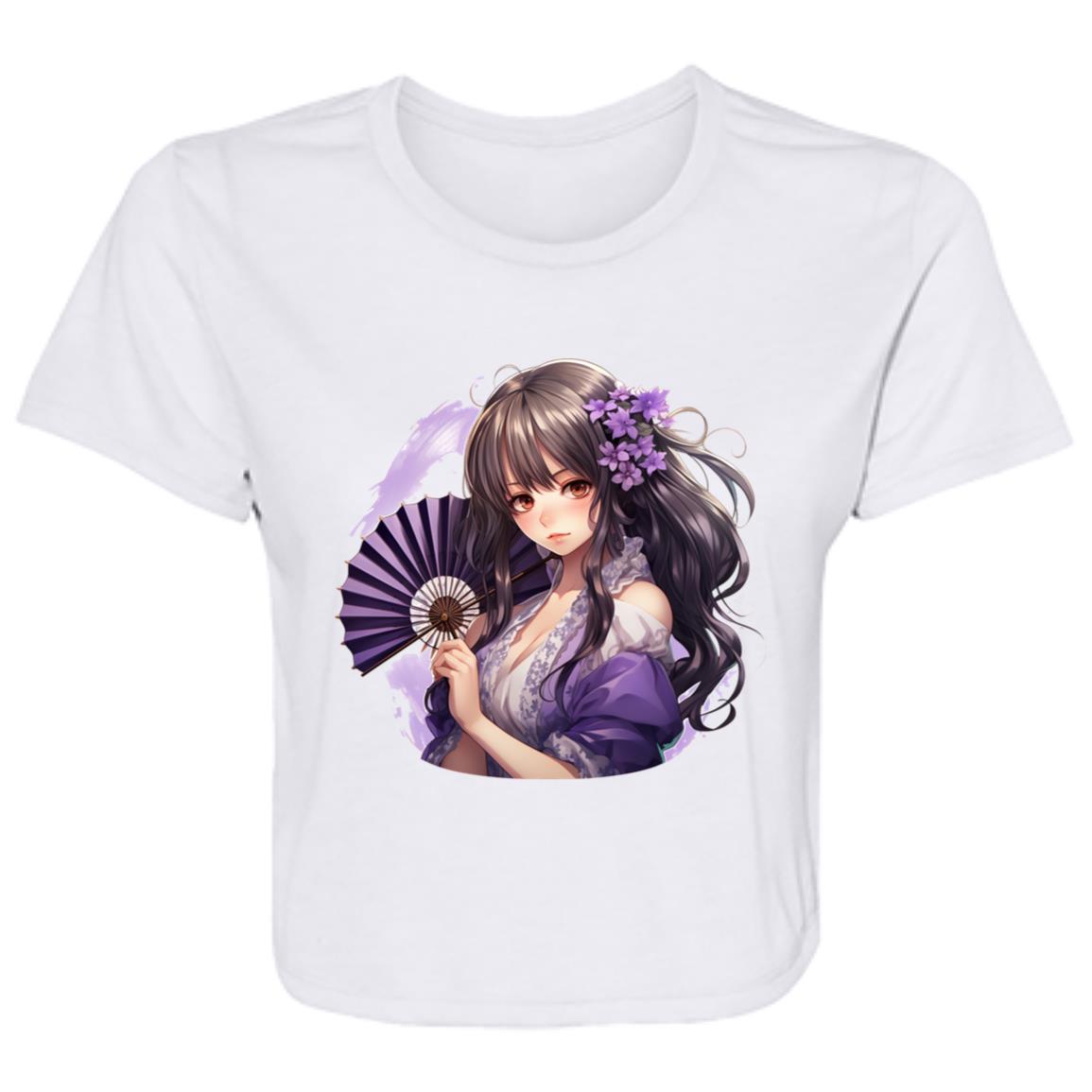 Flowy Cropped Tee Anime Geisha
