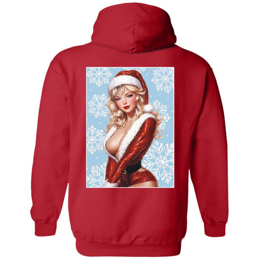 Zip Up Hooded Sweatshirt Santa Pin Up Lady