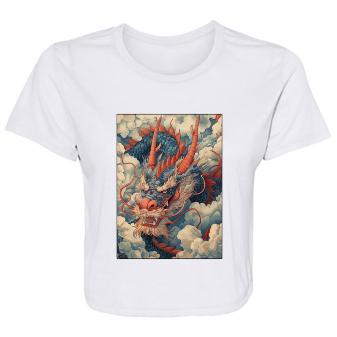 Flowy Cropped Tee Chinese Dragon