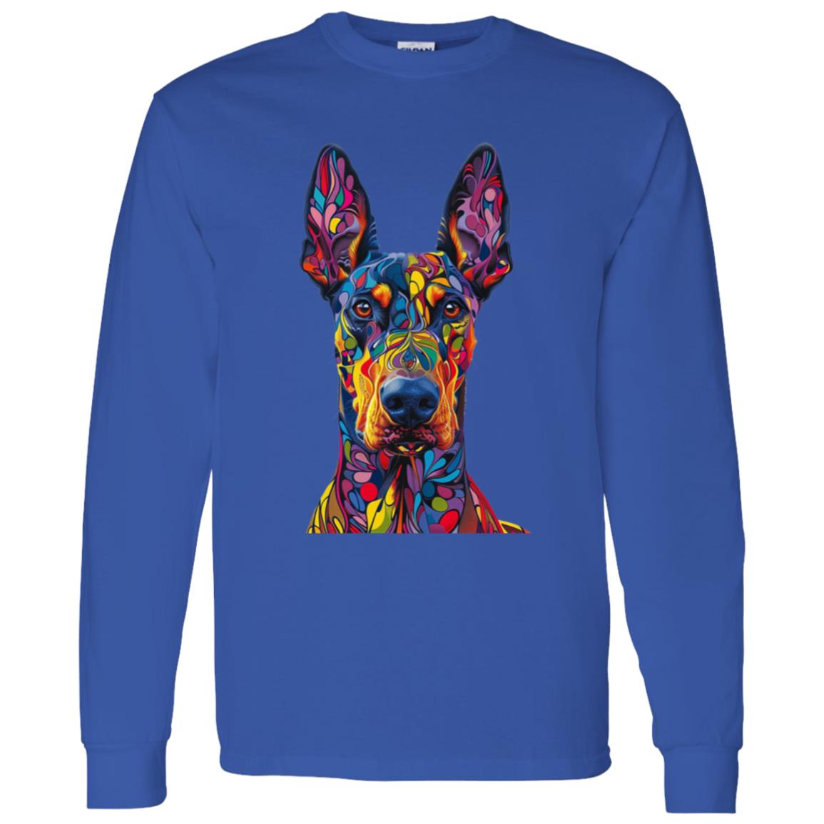 LS T-Shirt Colorful Abstract Doberman