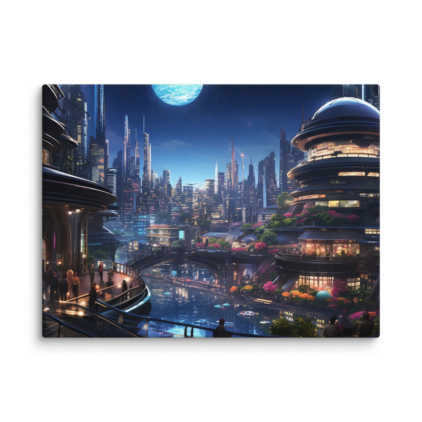 Canvas Futuristic City Night
