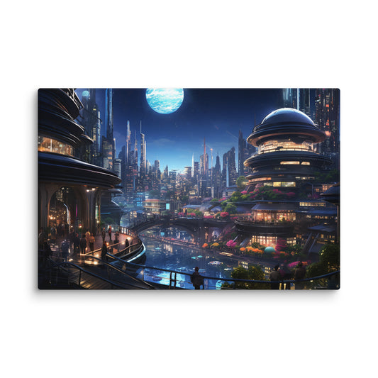 Canvas Futuristic City Night