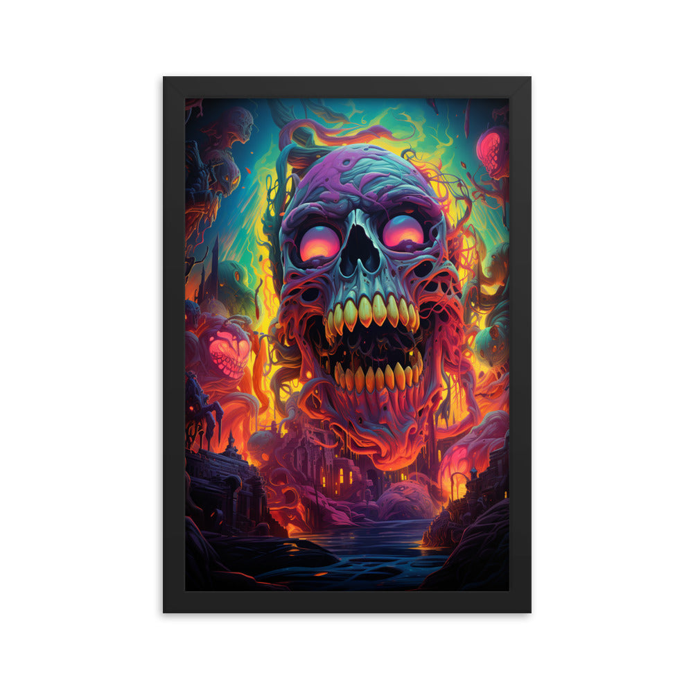 Framed Poster Psychedelic Skull