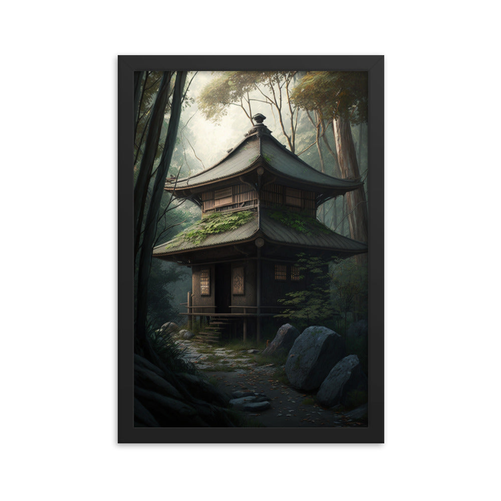 Framed Poster Japanese Hut In Forest