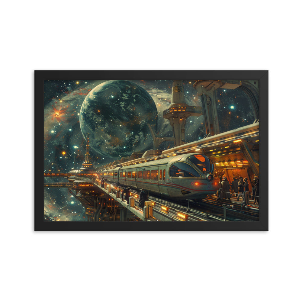 Framed Poster Space Train Station