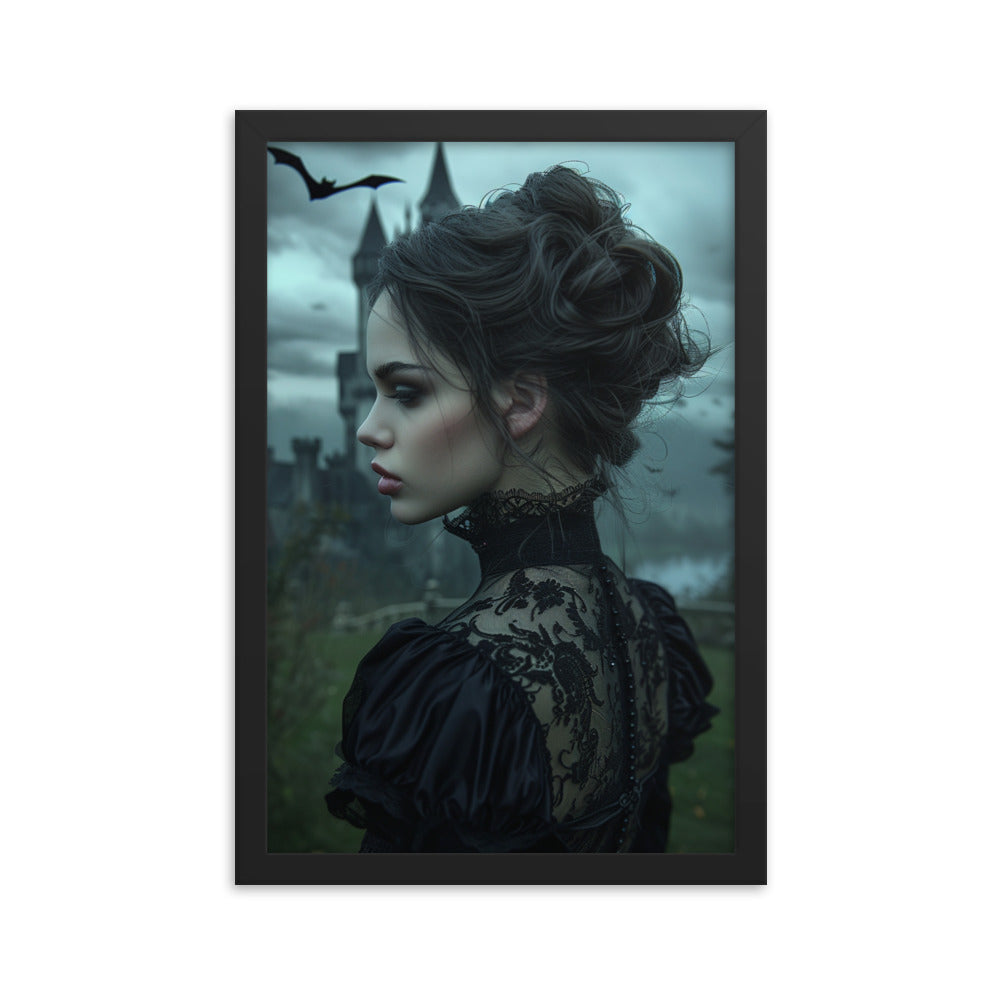 Framed Poster Gothic Lady Castle Background