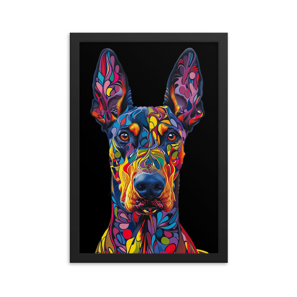 Framed Poster Colorful Abstract Doberman